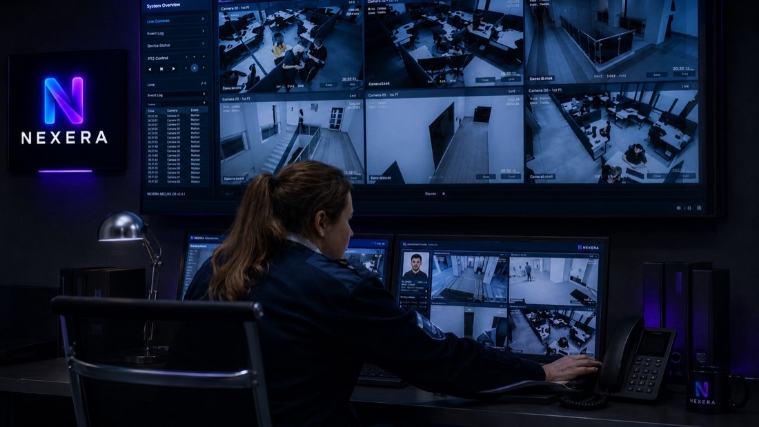 Operator monitoring CCTV feeds